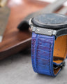 Bespoke Watch Strap in Electric Blue Himalayan Crocodile