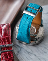 Bespoke Watch Strap in Turquoise Blue Crocodile