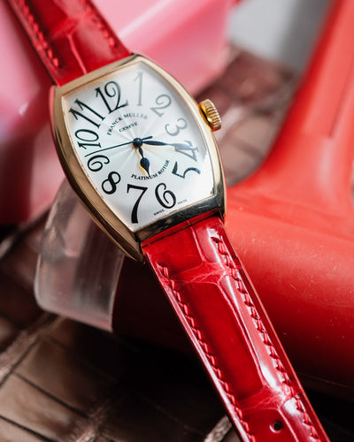 Bespoke Watch Strap in Ferrari Red Crocodile
