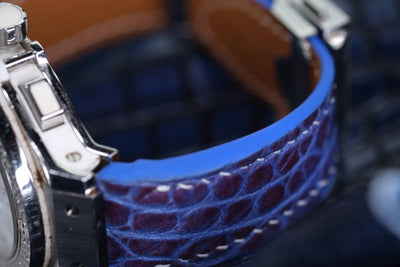 Bespoke Watch Strap in Electric Blue Himalayan Crocodile