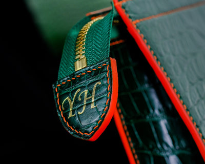 Bespoke Clutch Bag in Pine Green Crocodile