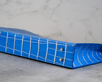 Bespoke Clutch Bag in 2 Tone Blue Silver Alligator