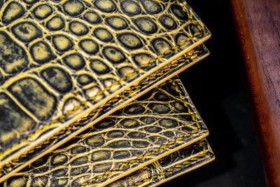 Bespoke Bifold Wallets in Gold Brushed Alligator