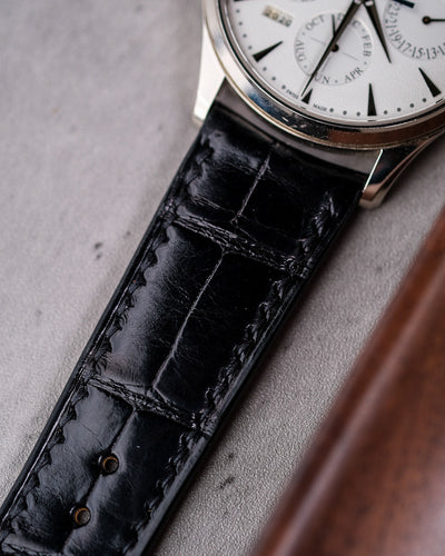 Bespoke Watch Strap In Black Crocodile