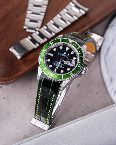 Bespoke Watch Strap in Hunter Green Crocodile