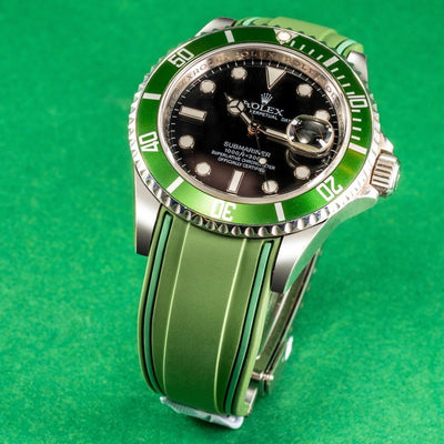 Solitaire Rubber straps in Deep Emerald Green for Rolex Submariner Kermit