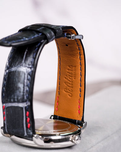 Bespoke Watch Strap in Black Sliver Alligator
