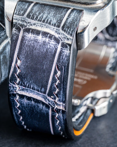 Bespoke Watch Strap in Black Silver Alligator