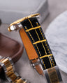 Bespoke Watch Strap in Gold Black Alligator