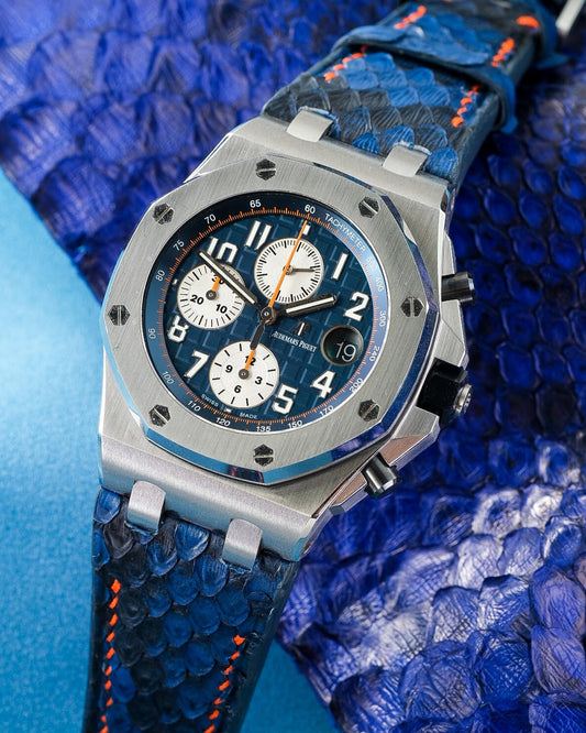 Bespoke Watch Strap in Blue Python