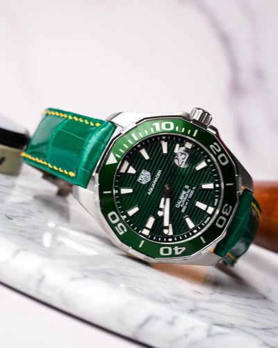 Bespoke Watch Strap in Emerald Green Crocodile