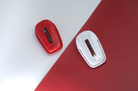 Bespoke Key Fob Covers in Ferrari Red & White Crocodile