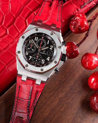 Bespoke Watch Strap in Red Himalayan Crocodile