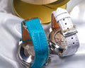 Bespoke Watch Straps in Miami Blue & White Crocodile