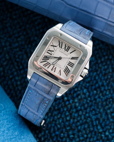 Bespoke Watch Strap in Baby Blue Himalayan Crocodile