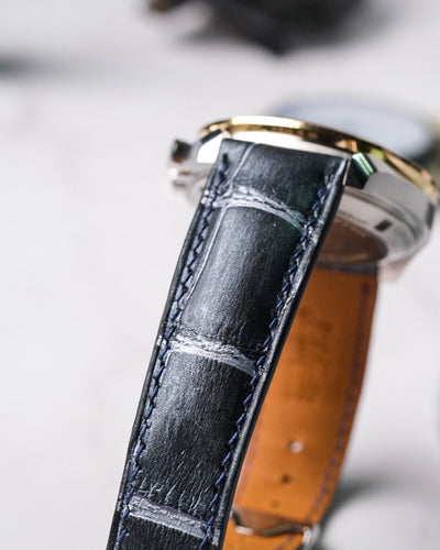 Bespoke Watch Strap in Black Silver Crocodile
