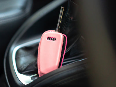 Bespoke Key Fob Covers in Baby Blue & Baby Pink Nappa
