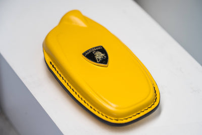 Bespoke Key Fob Cover in Yellow Nappa