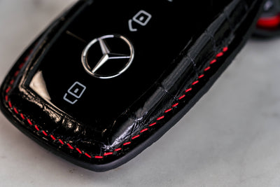 Bespoke Key Fob Cover in Black Crocodile