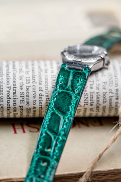 Bespoke Watch Strap in Emerald Green Crocodile