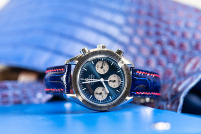 Bespoke Watch Strap in Electric Blue Crocodile