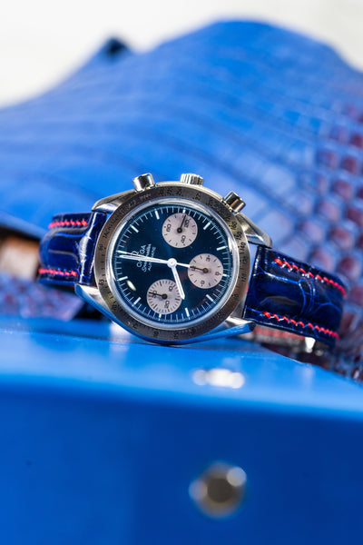 Bespoke Watch Strap in Electric Blue Crocodile