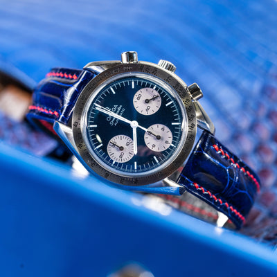 Bespoke Watch Strap in Electric Blue Crocodile