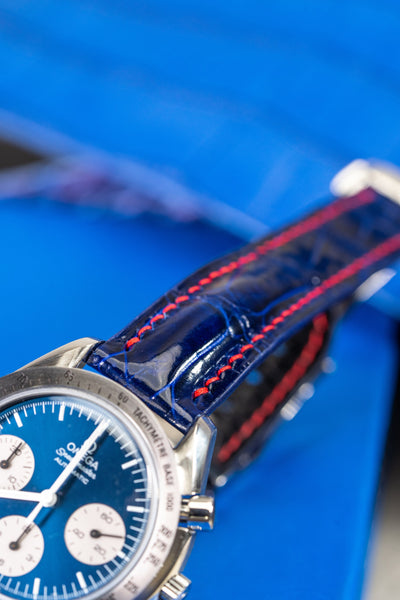 Bespoke Watch Strap in Electric Blue Crocodile