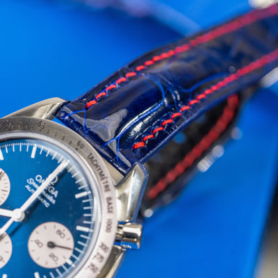 Bespoke Watch Strap in Electric Blue Crocodile