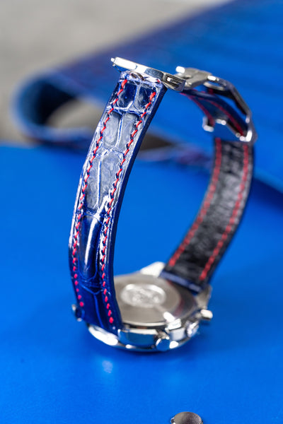Bespoke Watch Strap in Electric Blue Crocodile