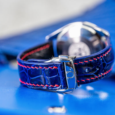 Bespoke Watch Strap in Electric Blue Crocodile