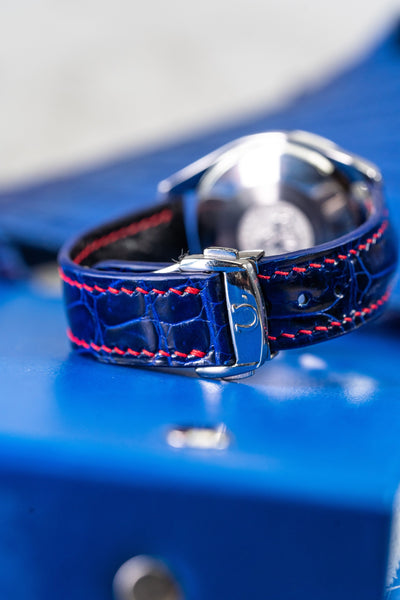 Bespoke Watch Strap in Electric Blue Crocodile