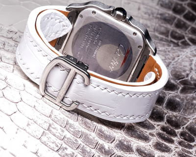 Bespoke Watch Strap in White Crocodile