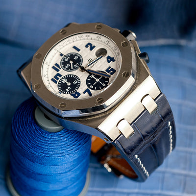 Bespoke Watch Strap in Navy Blue Crocodile