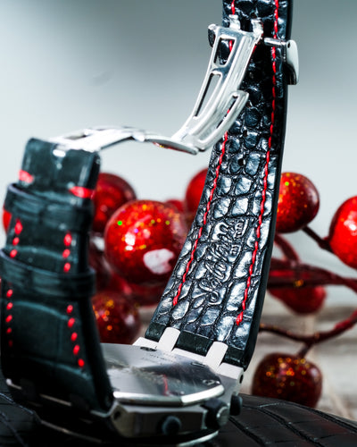Bespoke Watch Strap in Black Crocodile