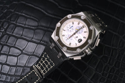 Bespoke Watch Strap in Black Nubuck Alligator