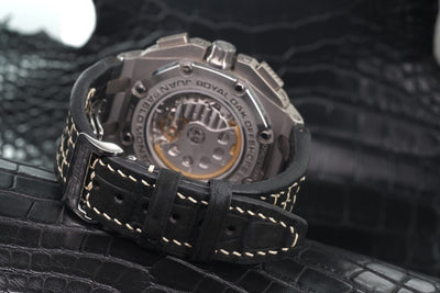 Bespoke Watch Strap in Black Nubuck Alligator