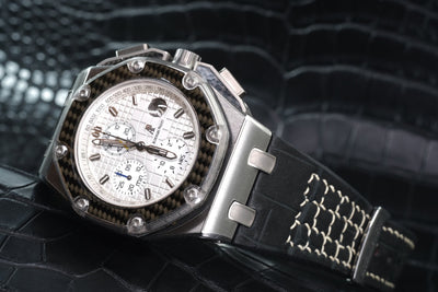 Bespoke Watch Strap in Black Nubuck Alligator