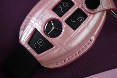 Bespoke Key Fob Cover in Baby Pink Crocodile