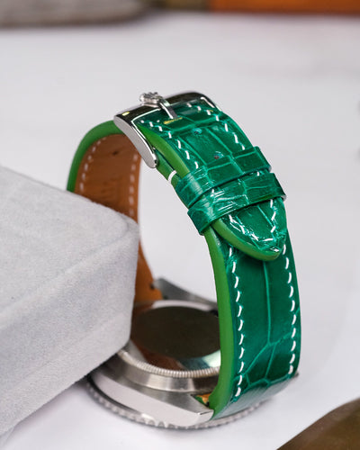 Bespoke Watch Strap in Emerald Green Crocodile