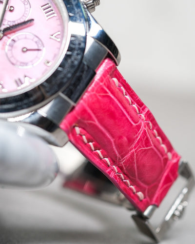 Bespoke Watch Strap in Fuchsia Pink Crocodile