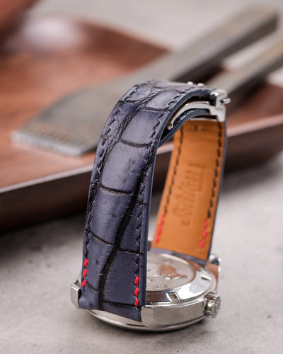 Bespoke Watch Strap in Grey Rubbed Off Crocodile