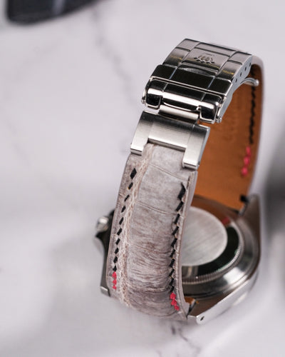 Bespoke Watch Strap in Grey Himalayan Crocodile