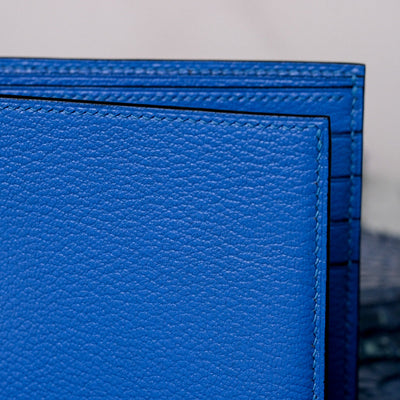 Bespoke Bifold Wallet in Royal Blue Chèvre