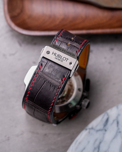 Bespoke Watch Strap in Charcoal Grey Crocodile