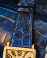 Bespoke Watch Strap in Tie Dye Blue Crocodile