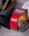 Bespoke Watch Strap in Ferrari Red Crocodile