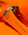 Bespoke Watch Strap in Orange Himalayan Crocodile