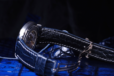Bespoke Watch Strap in Navy Blue Crocodile