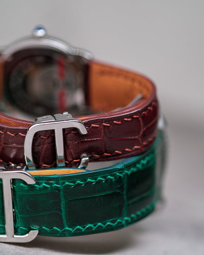 Bespoke Watch Straps in Reddish Brown & Hunter Green Crocodile